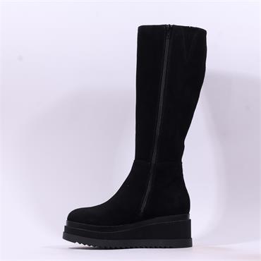 Marco Moreo Stockholm Side Zip Knee High - Black Suede